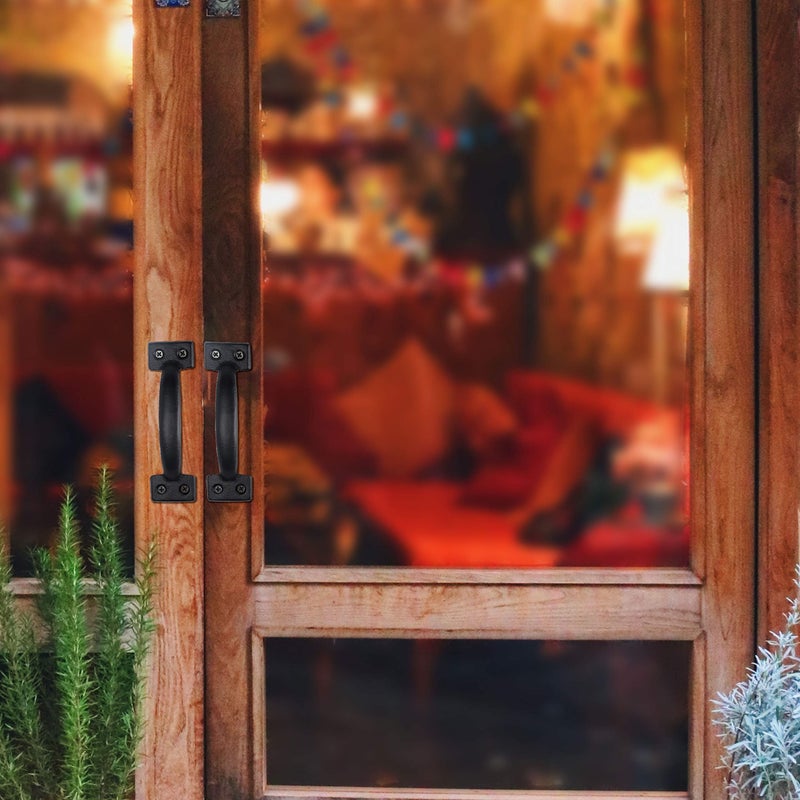 WEBI Rustic Gate Handle:Cast Iron Sliding Barn Door Handle,Vintage Gate Pull Handle Fence Cabinet Handles for Outdoor,Garage,Interior,Black,4 Packs - Image 5